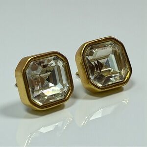 Vintage Swarovski Signed S.A.L. Square Crystal Stud Earrings